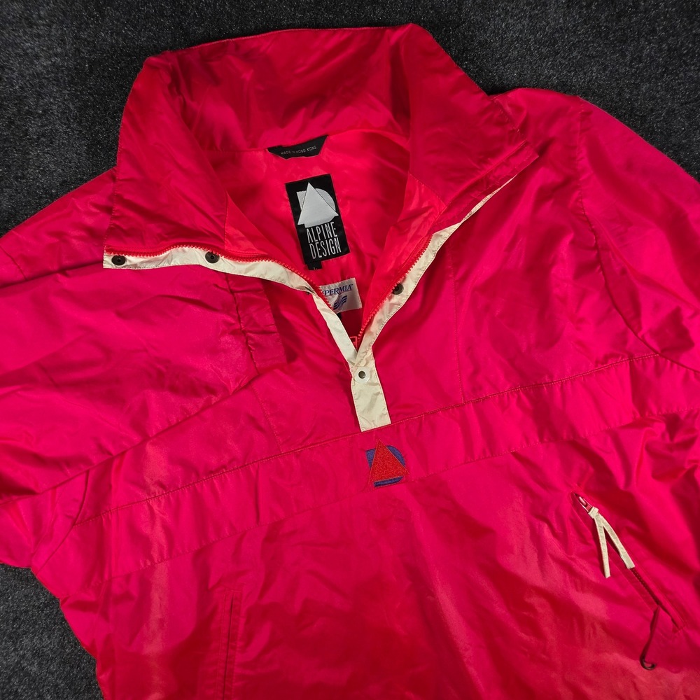 VTG Alpine Design Anorak Pullover Mens Large Pink Windbreaker 91580